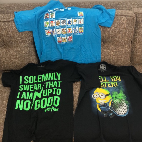 Bundle of 3 XL and 2XL Youth Character Tees Harry Potter Mario and Minions - Picture 8 of 8